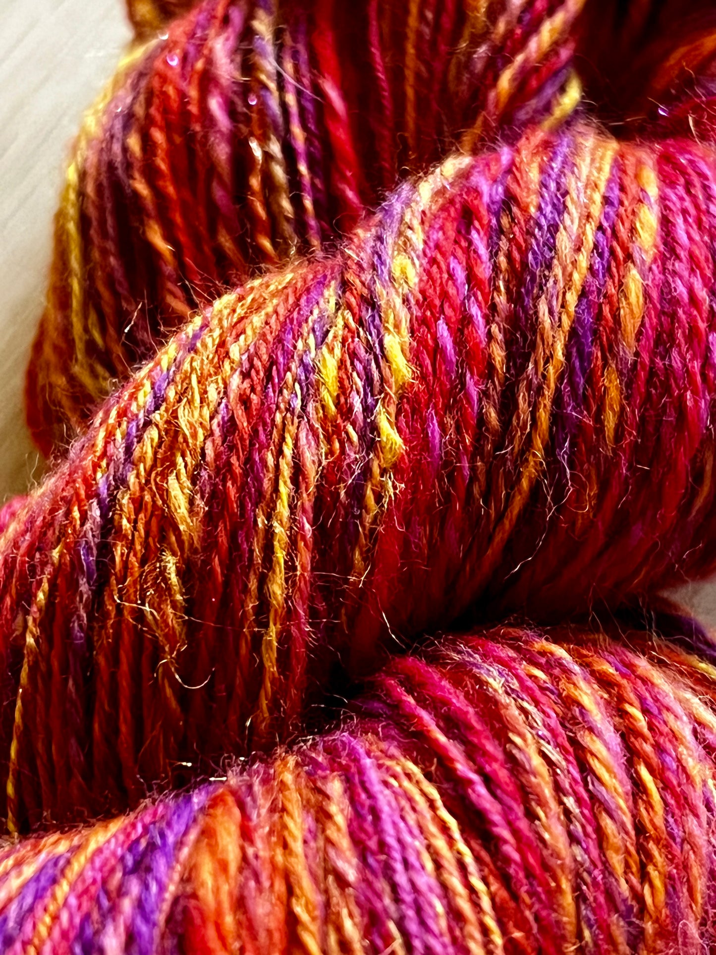 Merino, Silk and Angelina Handspun, Sport Weight, 100 grams